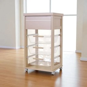 Carrello in legno Tortora con cesti portafrutta in policarbonato LANDHELL