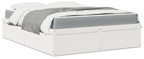 Letto Con Materasso Bianco 140x200 Cm İn Legno Massello Di Pino /