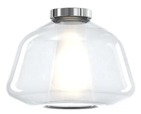 Plafoniera Contemporanea Double Skin Alpha Metallo Cromo Vetro Trasp. 1 Luce E27