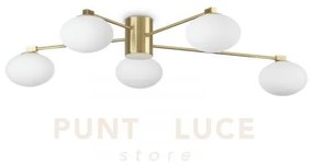 Hermes plafoniera 5 luci attacco g9 ottone lampadine incluse 90cm