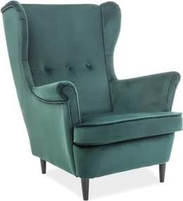Poltrona Lord in velluto verde Blu78/wenge