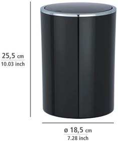 WENKO 22558100 - Cestino INCA 18,5x25,5 cm nero/cromo lucido