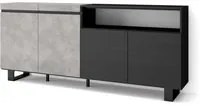 Credenza Mobile Cucina 200x87x35cmcon 4 Porte Design industriale, Stile moderno colore Cemento