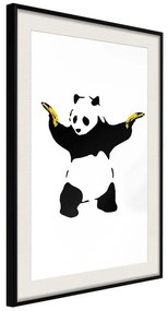 Poster Banksy: Panda With Guns  Cornice Quadri Cornice nera con pass-partout, Larghezza x Altezza Home decor 40x60