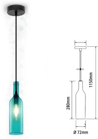 Lampadario a Sospensione Forma Bottiglia In Vetro Colore Blu Attacco E14 Per Ristorante Sushi Bar SKU-3768