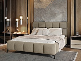 Letto matrimoniale con box contenitore California - 160 x 200 cm , Tessuto sabbia