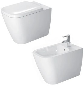 Duravit Happy D2 coppia Vaso e Bidet a Pavimento con Sedile Rallentato Bianco