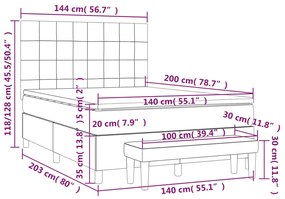 Giroletto a Molle con Materasso Grigio Chiaro 140x200cm Tessuto