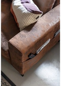 Divano letto angolare in similpelle marrone (angolo sinistro) Lofty Lilly - Miuform