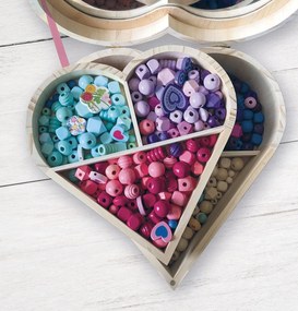 Perline di varie forme in cofanetto di legno – Cuore