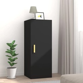 Armadietto A Muro Nero 34,5x34x90 Cm İn Legno Multistrato /