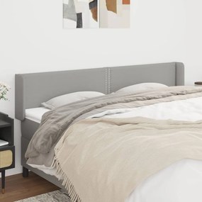 Testiera Ad Orecchio Grigio Chiaro 163x16x78/88 Cm İn Tessuto /