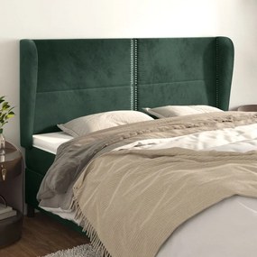 Testiera Ad Orecchio Verde Scuro 183x23x118/128cm İn Velluto /