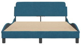 Giroletto con testiera blu 140x190 cm in velluto