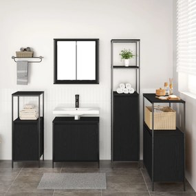 Set di mobili da bagno 5 pezzi in legno ingegnerizzato rovere nero