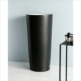 Lavabo Freestanding Con Scarico a Parete 41 Cm Karag "Marmoareado" Nero Opaco/Bianco Opaco