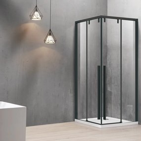 Box doccia 90x90 profilo nero doppio scorrevole vetro 8mm | KSA1000B - KAMALU