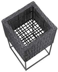 Letti Rialzati da Giardino 3 pz in Polyrattan Nero