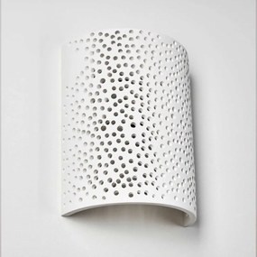 Applique da Parete Curva in Gesso Pitturabile Traforato E14 Materiale Gesso