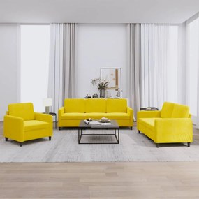 Set di divani 3 pz giallo in velluto