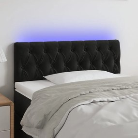 Testiera A Led Nera 90x7x78/88 Cm İn Velluto /