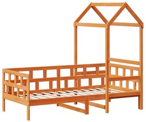 Dormeuse con tetto marrone cera 80x200 cm legno massello pino