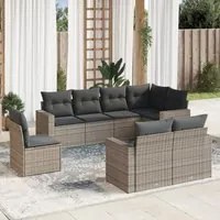 Set Divano da Giardino 8 pz con Cuscini Grigio in Polyrattan 3251577