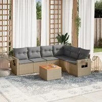 Set Divano da Giardino 7 pz con Cuscini Beige Misto Polyrattan 3256913