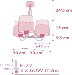 Dalber 61237S - Lampadario per bambini MOON 3xE27/60W/230V