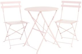 Set tavolo e sedie Flora NATERIAL in acciaio rosa per 2 persone