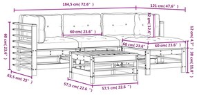 Set Divani da Giardino 5 pz con Cuscini in Legno Massello