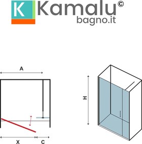 Porta battente doccia nicchia 110cm KS5000 - KAMALU