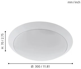 Eglo 97254 - Lampada da soffitto per bagno PILONE LED/11W/230V bianca IP44