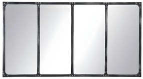 Specchio finestra L. 140 x H. 75 cm in Ferro Nero effetto antico industriale - MAASTRICHT