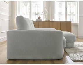 Divano angolare grigio chiaro (con penisola a destra/con chaise lounge) con rivestimento in bouclé Leonore – Bobochic Paris