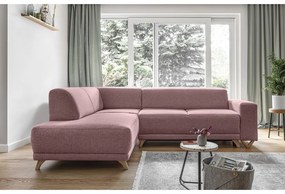 Divano angolare rosa allungabile e con contenitore (penisola a sinistra/a L) Classy Sophie – Miuform