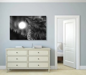 Stampa su tela – Luna dei lupi in bianco e nero