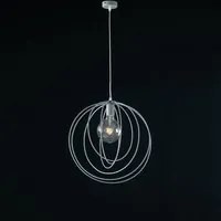 Sospensione Minimal 1 Luce Cerchi Ferro Laccato Grigio Serie Round