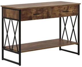 Tavolino consolle legno scuro e nero 107 x 46 cm AYDEN Beliani