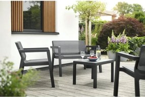 Salottino da esterno in resina completo di cuscini e tavolo Emily Graphite Keter