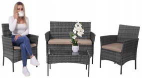 Set di divani in rattan per giardino in grigio