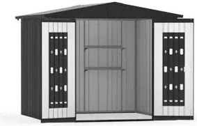 Casetta da giardino BIOHORT Europa 4 in acciaio antracite con porta doppio battente, superficie interna 4.93 m² e spessore parete 0.5 mm