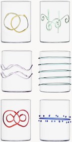 Set di 6 bicchieri acqua in vetro borosilicato fatti a mano Deco' Arlecchino