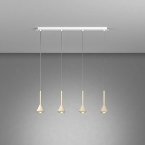 Lampadario Moderno Aygo Metallo Bianco E Sabbia 4 Luci Gu10