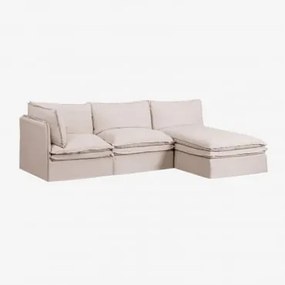 Divano Chaise Longue Modulare In 3 Pezzi Grace In Lino E Cotone Tessuto Beige - Sklum