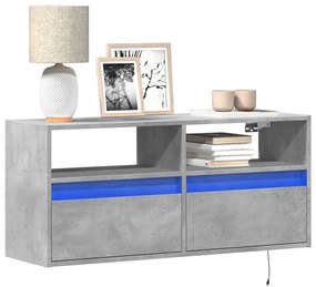 Mobile Tv A Parete Con Luci Led Grigio Cemento 100x31x45 Cm /