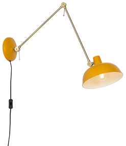 Lampada da parete smart gialla con bronzo incl. Wifi P45 - Milou
