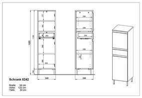 Mobile bagno alto grigio scuro in rovere 34x120 cm Salinas - Germania