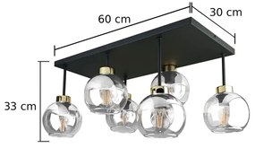 Lampadario a plafone NESSA 6xE27/60W/230V nero/oro/limpido