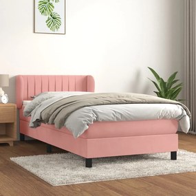 Giroletto A Molle Con Materasso Rosa 90x190 Cm İn Velluto /